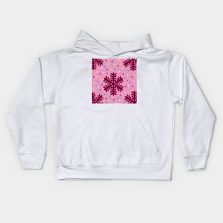 red marron colorful snowflakes background Kids Hoodie